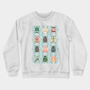 Floral Easter Eggs in Aqua Crewneck Sweatshirt